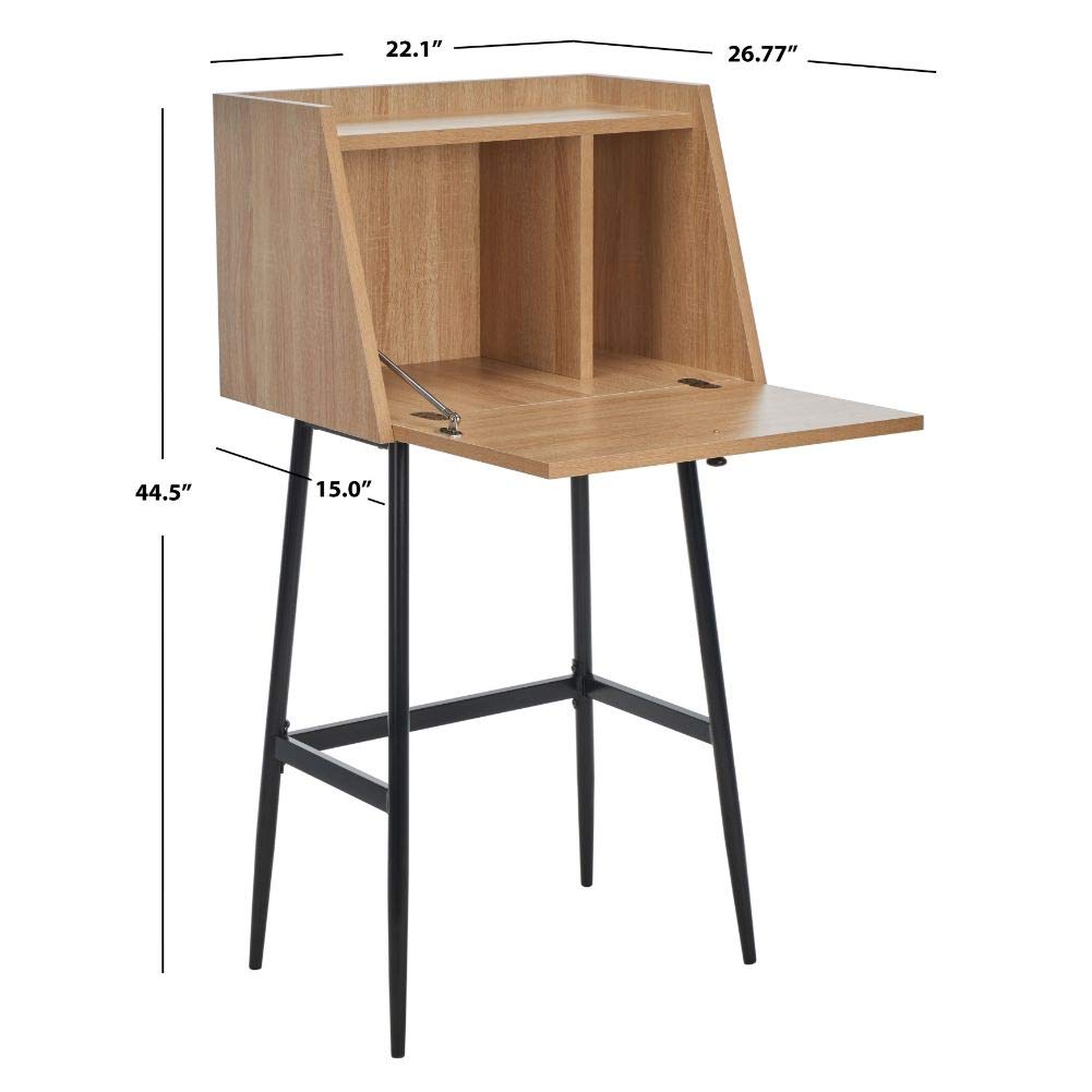 Safavieh Xander Modern Home Office Desk - Natural & Black Storage Secretary Desk for Small Spaces, Writing & Workspaces - Perfect for Home, Office & Study Rooms
