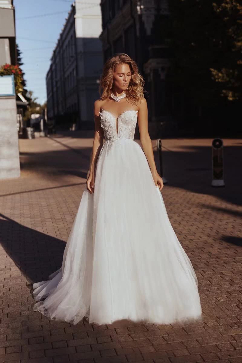 Elegant UZN Women's Wedding Dress 2023 - Boho Lace Tulle Bridal Gown for Summer Weddings, Beach Ceremonies & Romantic Outdoor Events