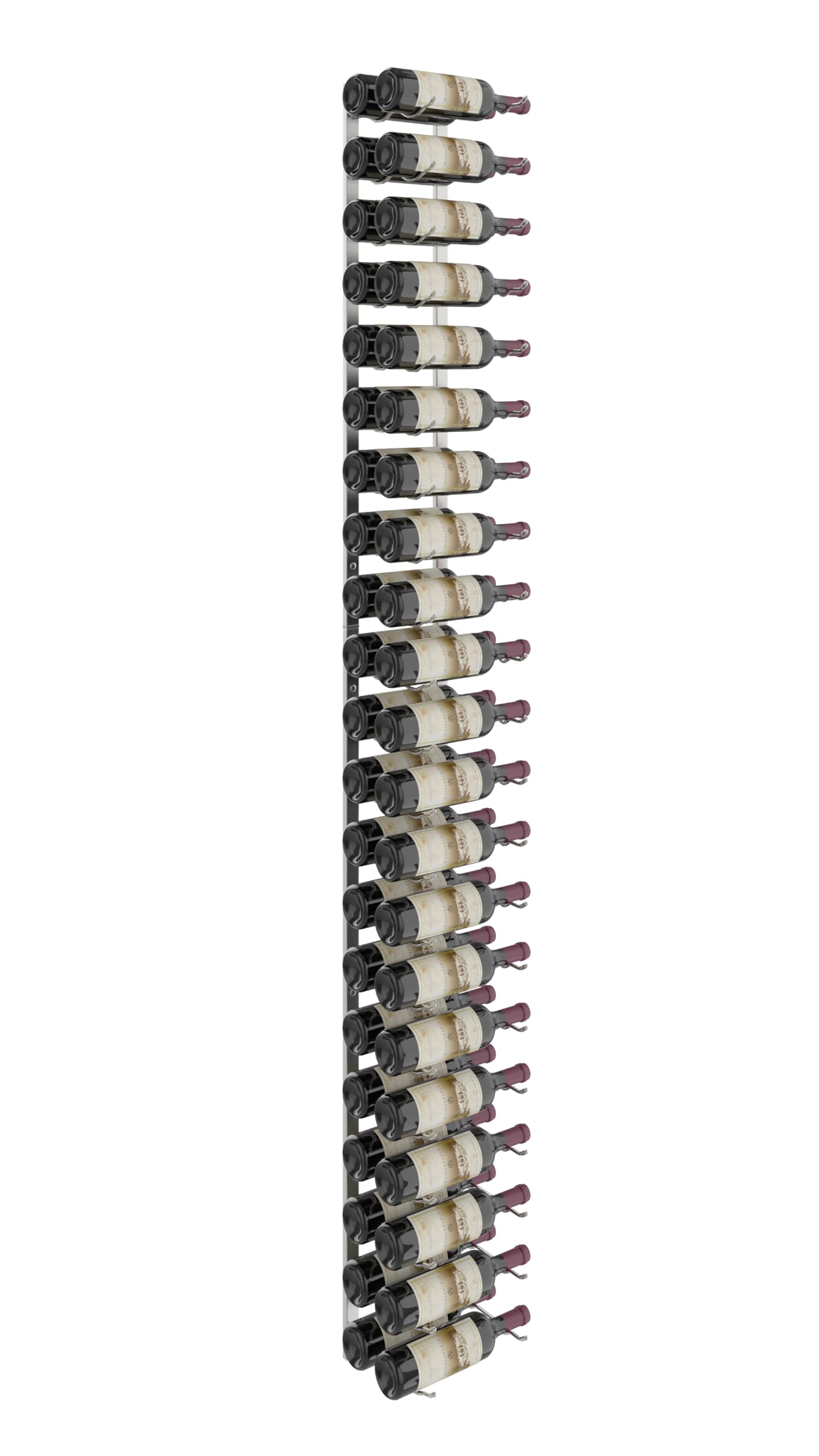 W Series Pro Wine Rack 7 - Single Stack Metal Wall Mounted Wine Storage (42 Bottle Capacity) - Brushed Nickel Modern Space Saving Design for Kitchen, Dining Room or Wine Cellar Organization