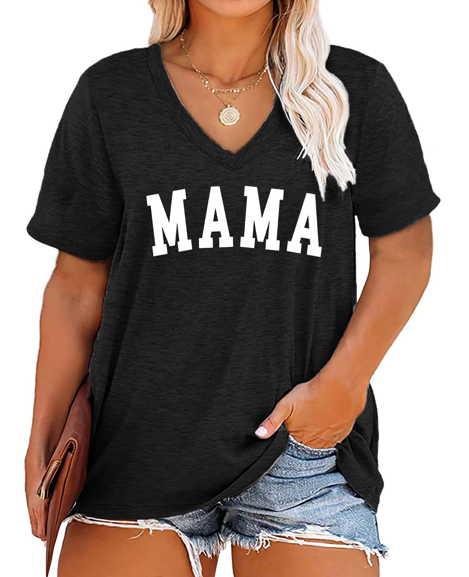 Plus Size Women's T-Shirts for Moms - Comfortable & Stylish Casual Tops for Everyday Wear, Mother's Day Gifts, and Family Outings