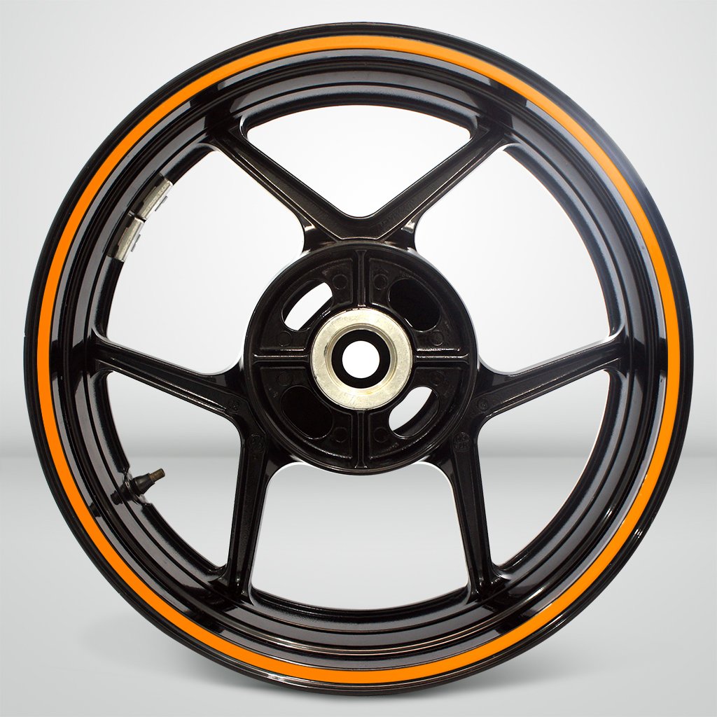Kawasaki Ninja 300 Reflective Vinyl Rim Stripes - High Visibility Orange Stickers for Motorcycle Wheel Safety | Perfect for Night Riding & Road Visibility
