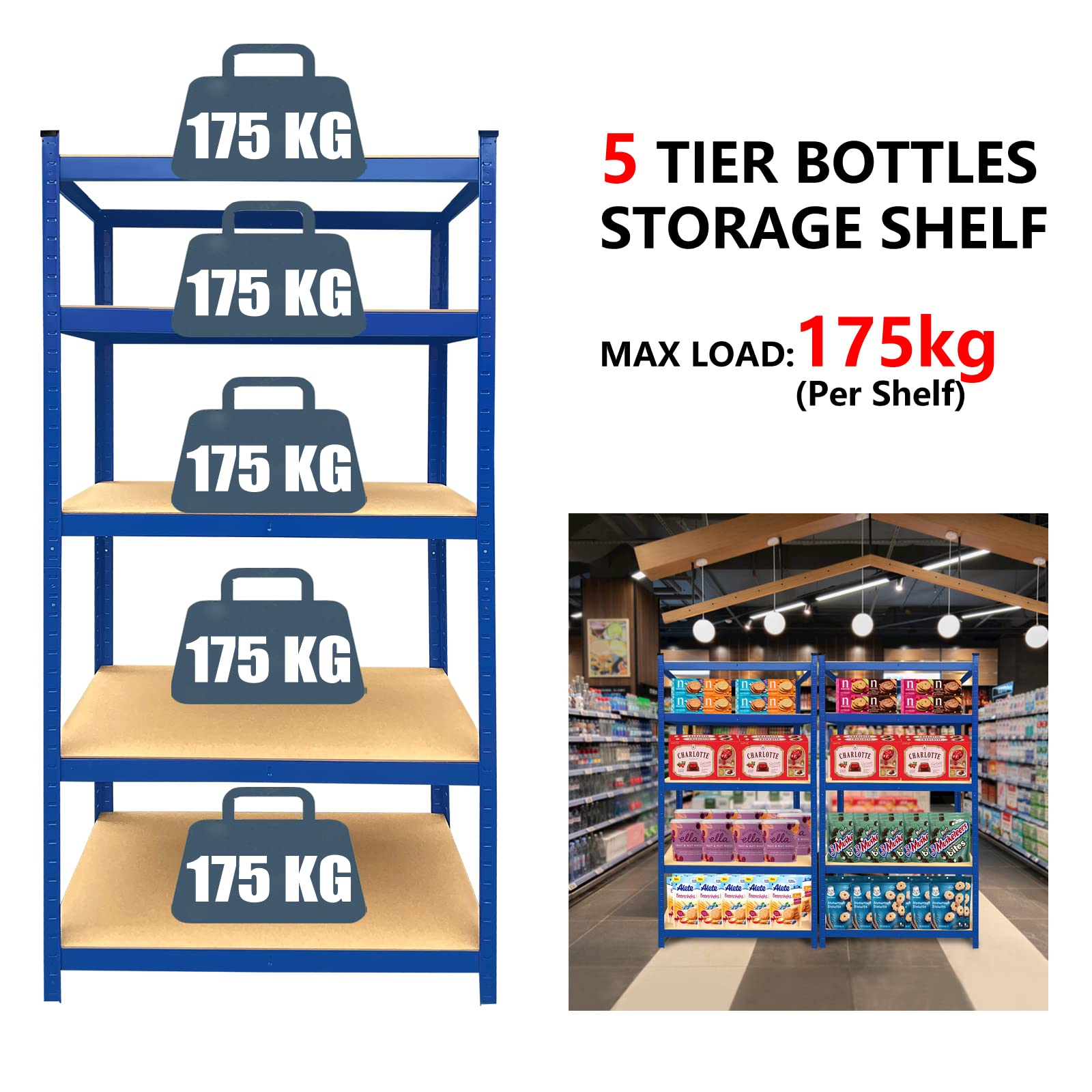 5-Tier Heavy Duty Metal Storage Shelves - 28
