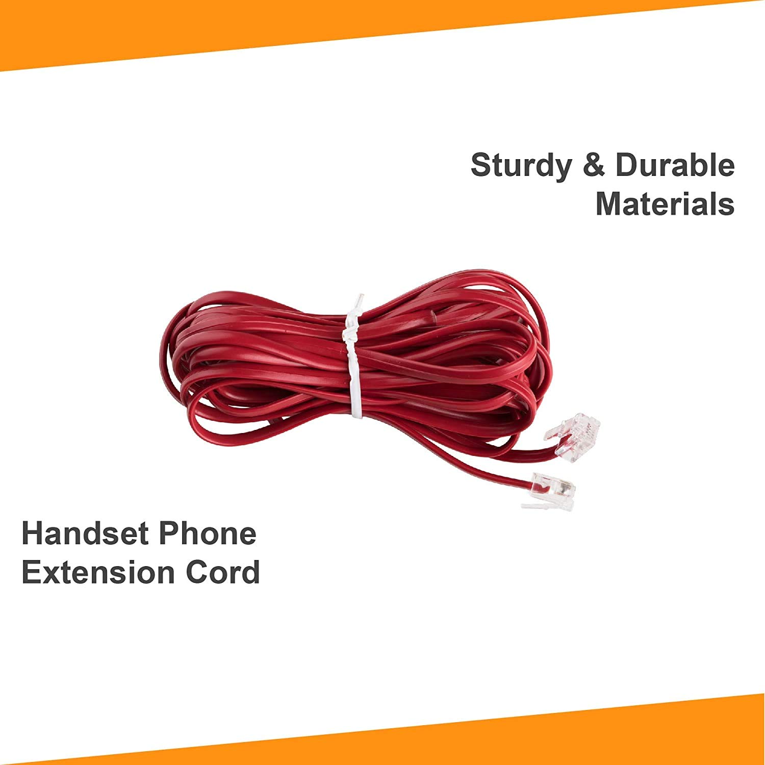 iSoHo Straight Phone Cord for Landline - 25ft Crimson Red Extension Cable with Excellent Sound Quality - Compatible with Home & Office Corded Phones - Perfect for Conference Calls, Home Offices, and Traditional Landline Setups