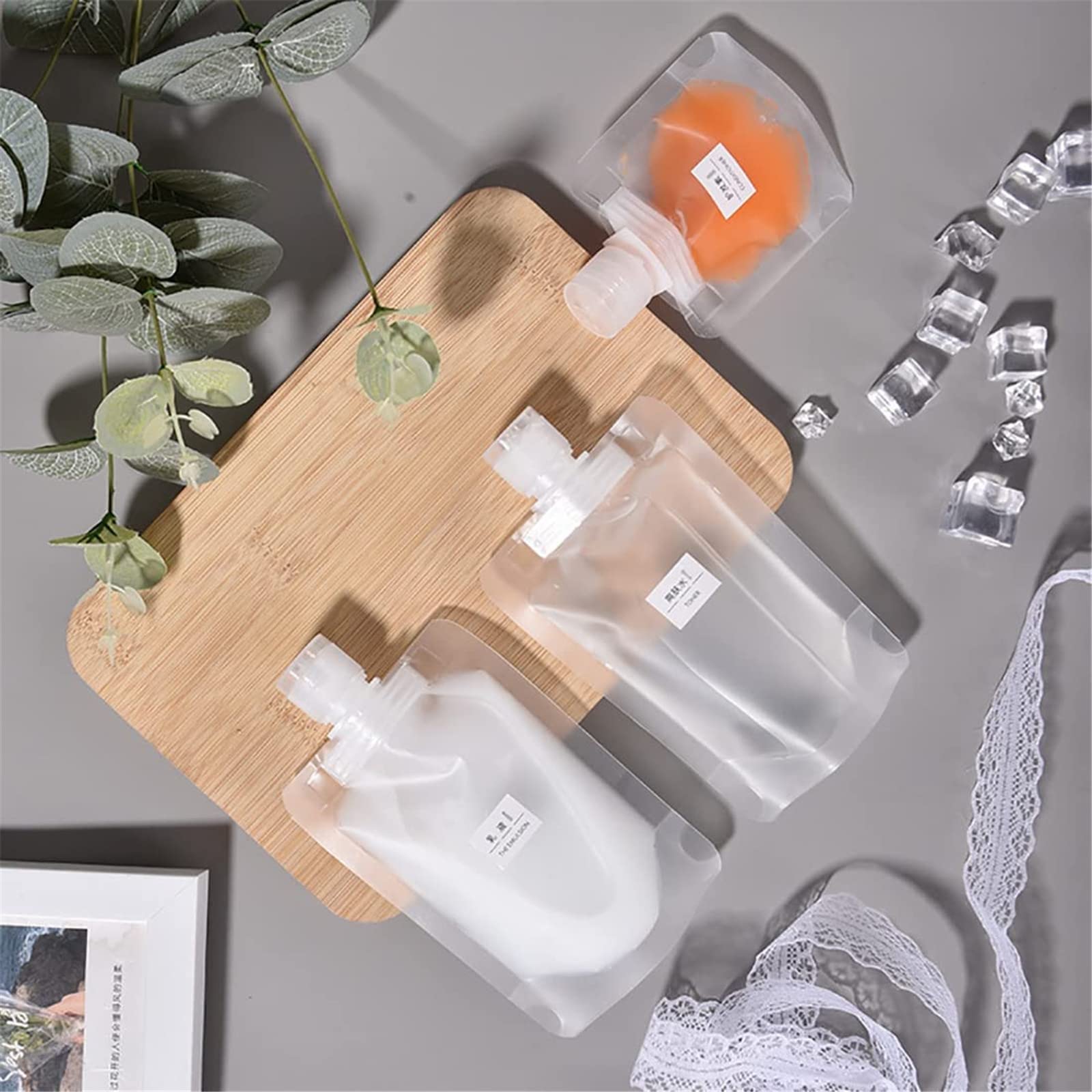 **Leak-Proof Refillable Travel Makeup Pouch - 100ml Transparent Squeeze Cosmetic Bag (9-Pack) - Portable Clamshell Packaging for Liquids, Creams & Toiletries - Perfect for Air Travel, Gym & On-the-Go Touch-Ups**