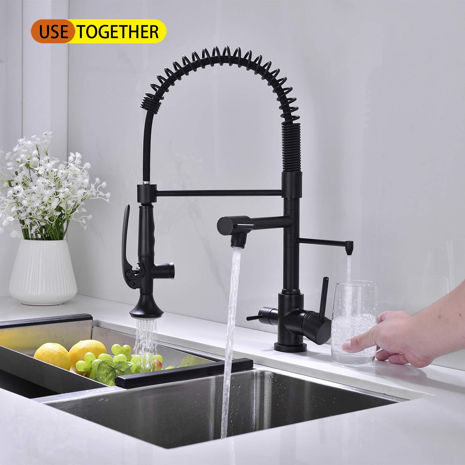 Avola 360° Swivel Pull Down Kitchen Faucet - Hands-Free Drinking Water Sink Faucet with Touch Control for Modern Kitchens | Perfect for Cooking, Washing Dishes & Filling Large Pots