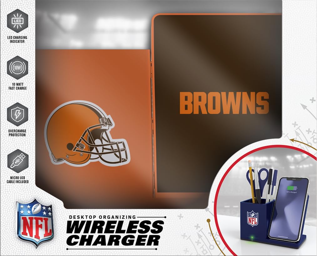 SOAR NFL Unisex Wireless Charging Stand & Desktop Organizer - Fast Qi Charger for iPhone, Samsung, AirPods - Perfect for Office, Home, and Gaming Setup