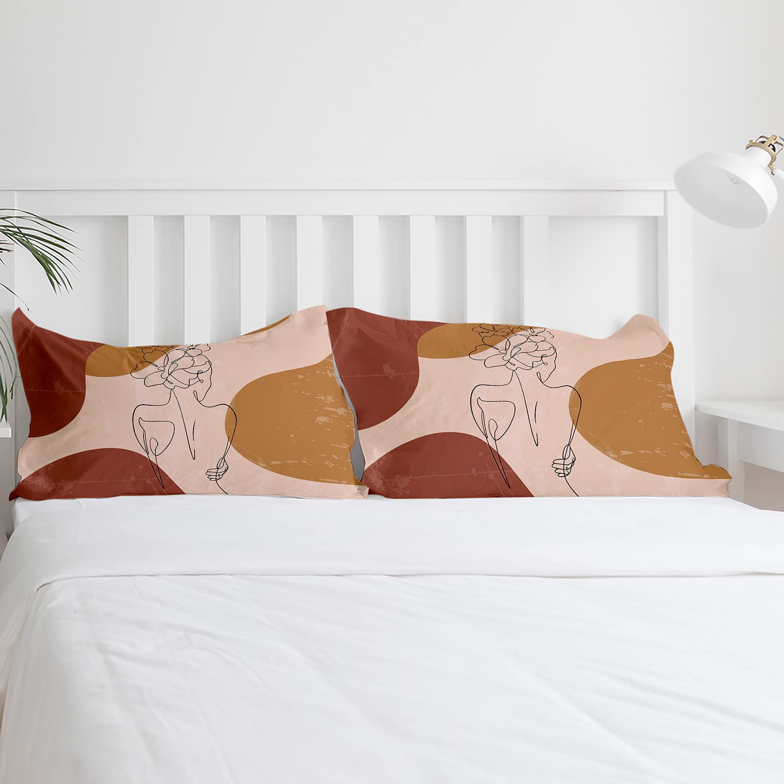 Modern Abstract Art 4-Piece Bedding Set - Full Size Quilt Cover, Soft Sheets & Pillowcases - Mid-Century Design with Elegant Lady Line Pattern - Perfect for Master Bedroom, Guest Room & Cozy Home Decor
