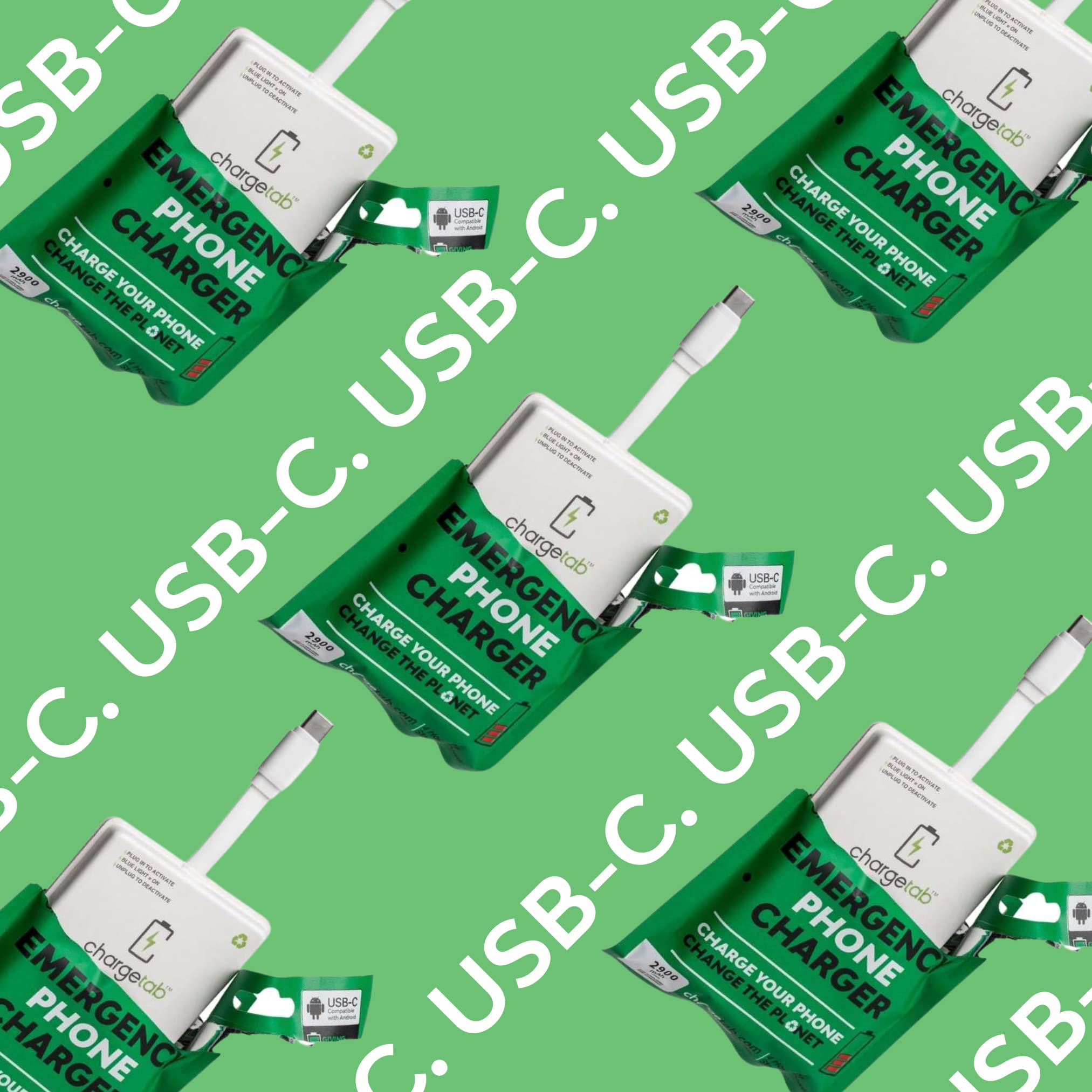 ChargeTab Emergency Portable USB-C Charger 3000mAh - Slim & Light Power Bank with 2-Year Shelf Life - Fast Charging for iPhone 15/16, Samsung Galaxy, Android USB-C Devices (10 Pack) - Perfect for Travel, Camping, and Emergency Power Backup