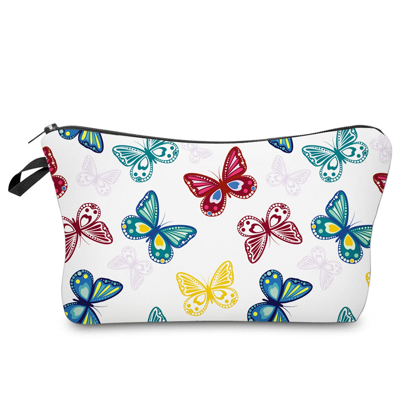 Waterproof Cosmetic Bag for Women & Girls - Large Roomy Makeup Organizer with Colorful Butterfly Design - Perfect Travel Toiletry Pouch & Gift Idea for Makeup Lovers, College Students, Bridesmaids