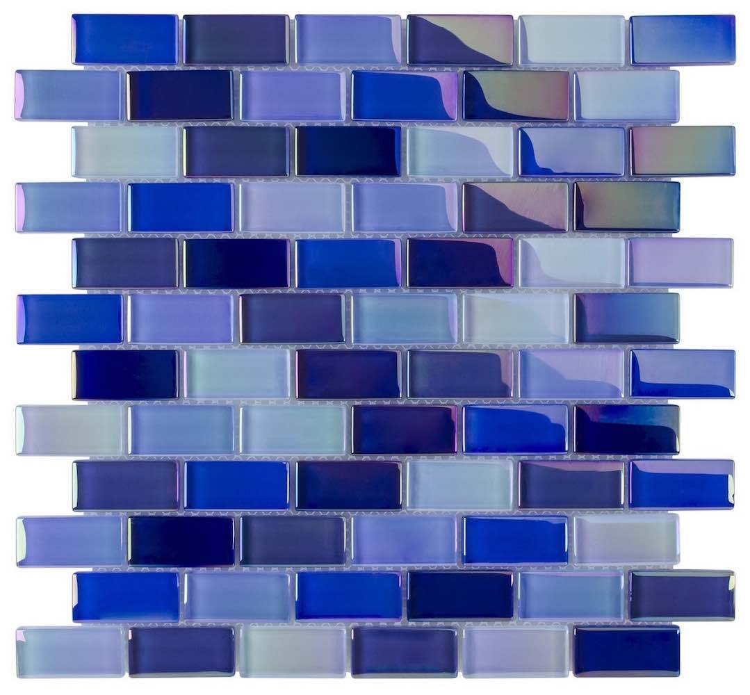 Shimmer Blue 1x2 Glass Pool Tiles - Waterproof Mosaic for Swimming Pools, Backyard & Spa Decor - Perfect for Pool Renovation & DIY Home Improvement Projects