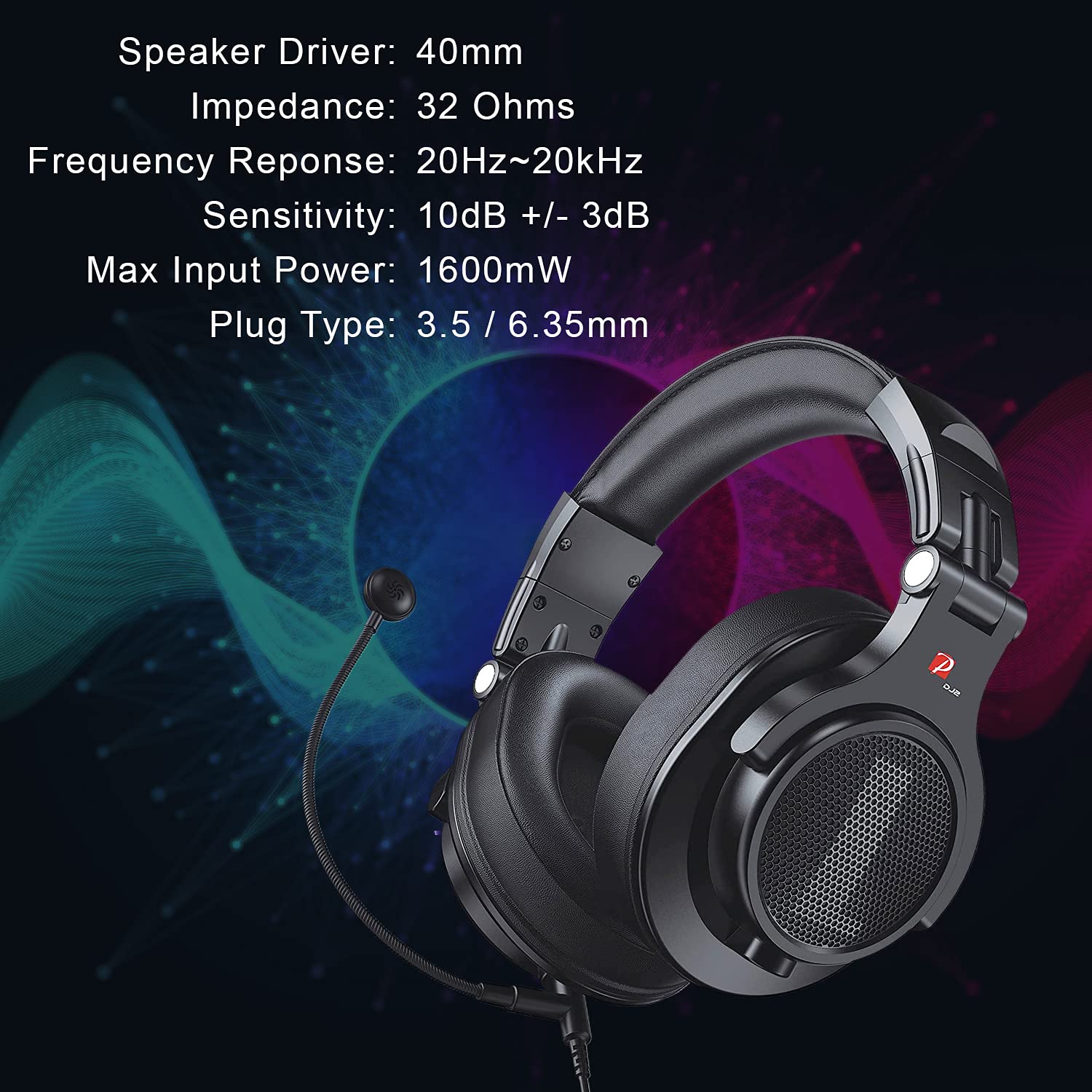 Prosonic DJ2KG Professional Wired Over-Ear Headphones with Boom Mic - Noise Cancelling Gaming Headset for PC, PS4, Xbox One | Perfect for Business Meetings, Skype, Zoom, Discord & Podcasting | Includes SharePort & Volume Control (Black) - Ideal for Remote Work, Online Classes & Multiplayer Gaming