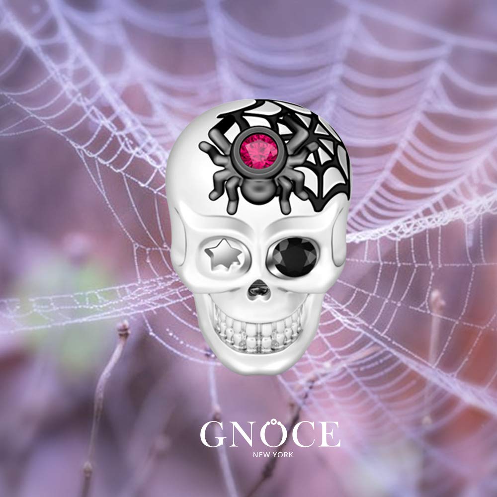 3 Pack Sterling Silver Skull Charms Set with Spider & Bat Pendants - Gothic Jewelry for Bracelets & Necklaces - Perfect Halloween Gift for Women & Men - Ideal for Gothic Fashion, Cosplay & Dark Aesthetic Outfits