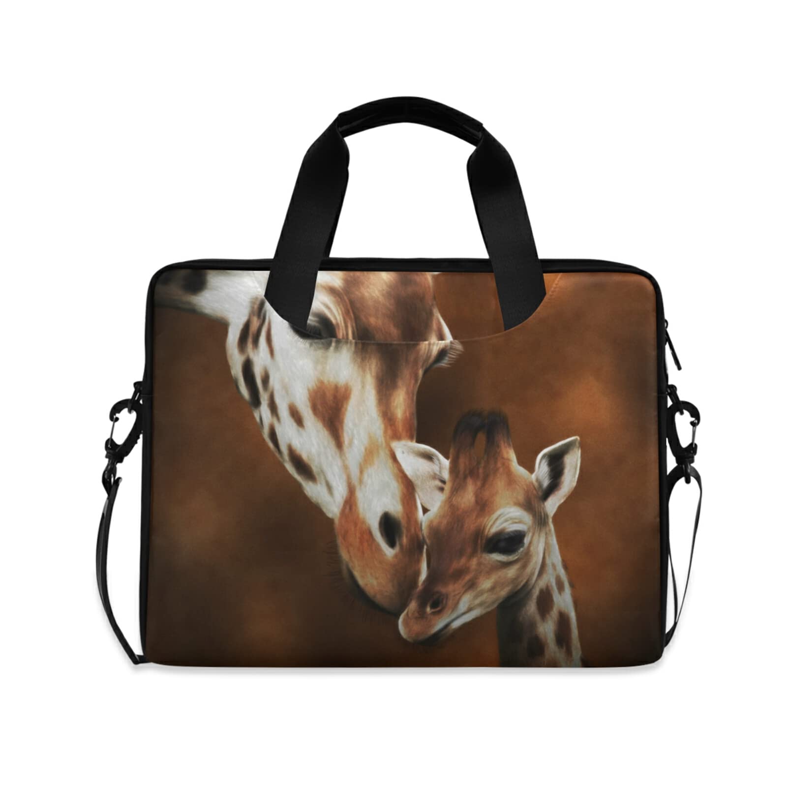 HUXINO African Animal Giraffe Deer Laptop Sleeve Case for 14 15.6 16 Inch, Durable Computer Bag with Shoulder Strap & Handle, Stylish Messenger Notebook Bag for Men, Women, Boys, Girls - Perfect for Work, School & Travel