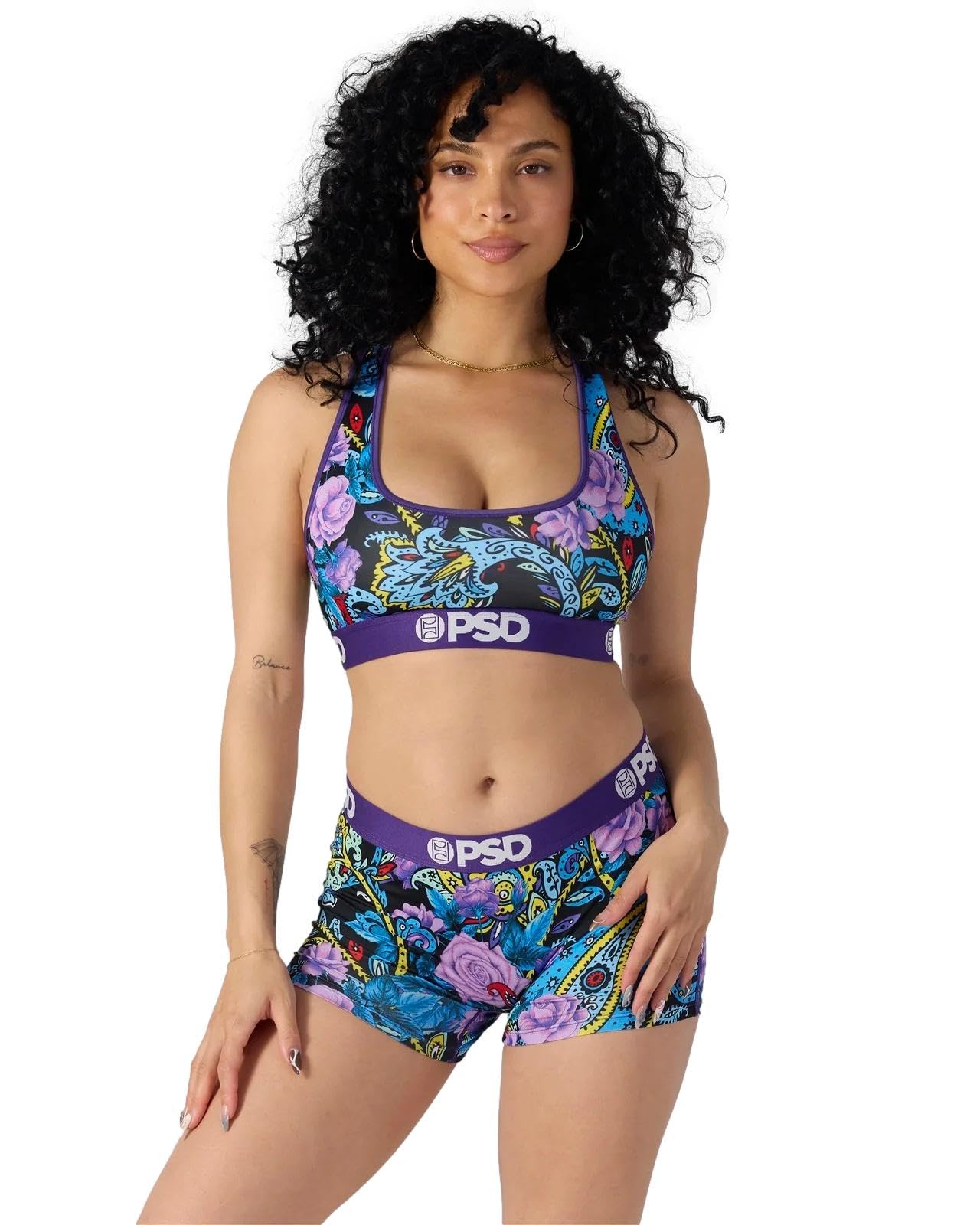 PSD Women's Bandana Print Sports Bra - Breathable Racerback Workout Top for Yoga, Running & Gym | Moisture-Wicking Microfiber Activewear