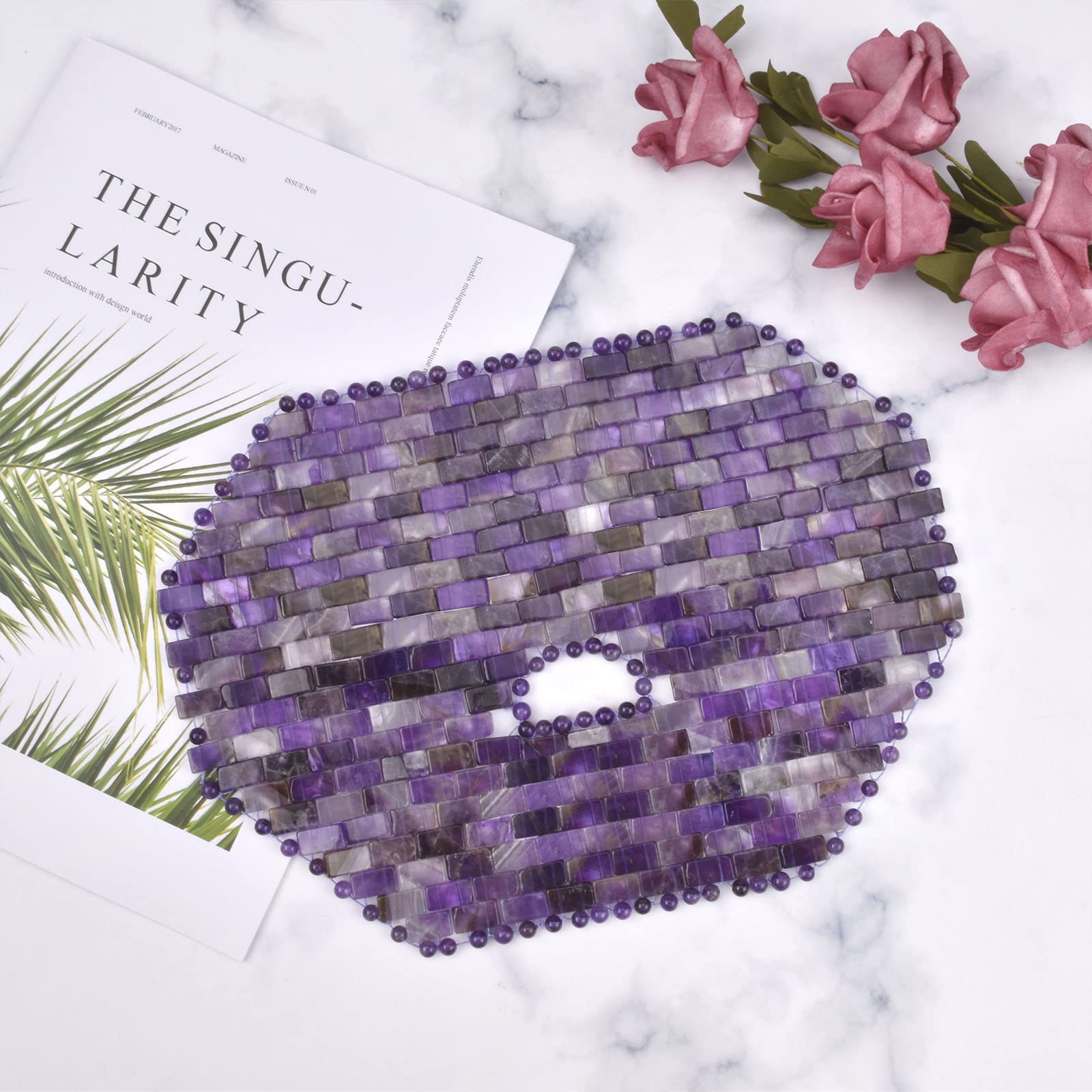 Amethyst Crystal Face Roller & Jade Gua Sha Tool Set - Cold Therapy Facial Massage Kit for Glowing Skin - Manual Lymphatic Drainage & Acupressure Therapy - Perfect Birthday Gift for Women & Men - Use for Relaxation, Skincare Routine & Anti-Aging Facial Treatment