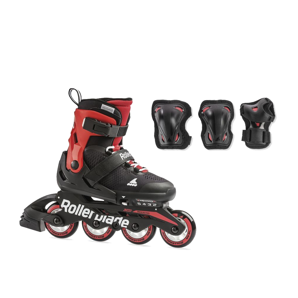 Rollerblade Microblade Combo Skates - Black/Red Inline Skates for Kids & Adults - Perfect for Outdoor Fitness, Recreation & Urban Skating