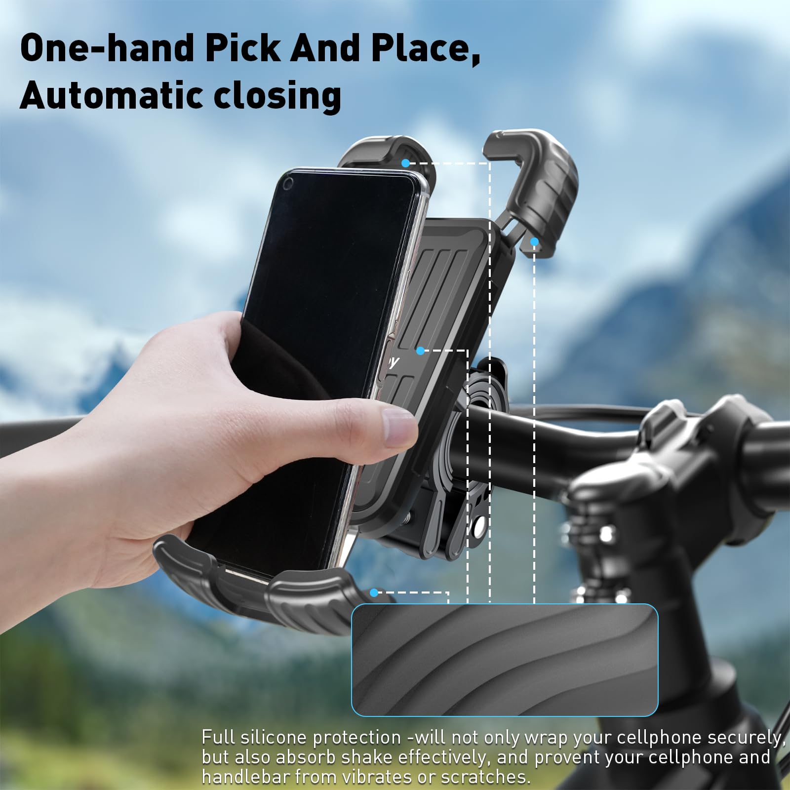 Hiboy 360° Rotatable Universal Bike Phone Holder - Anti-Shake Motorcycle & Bicycle Handlebar Mount for 5.1-6.8
