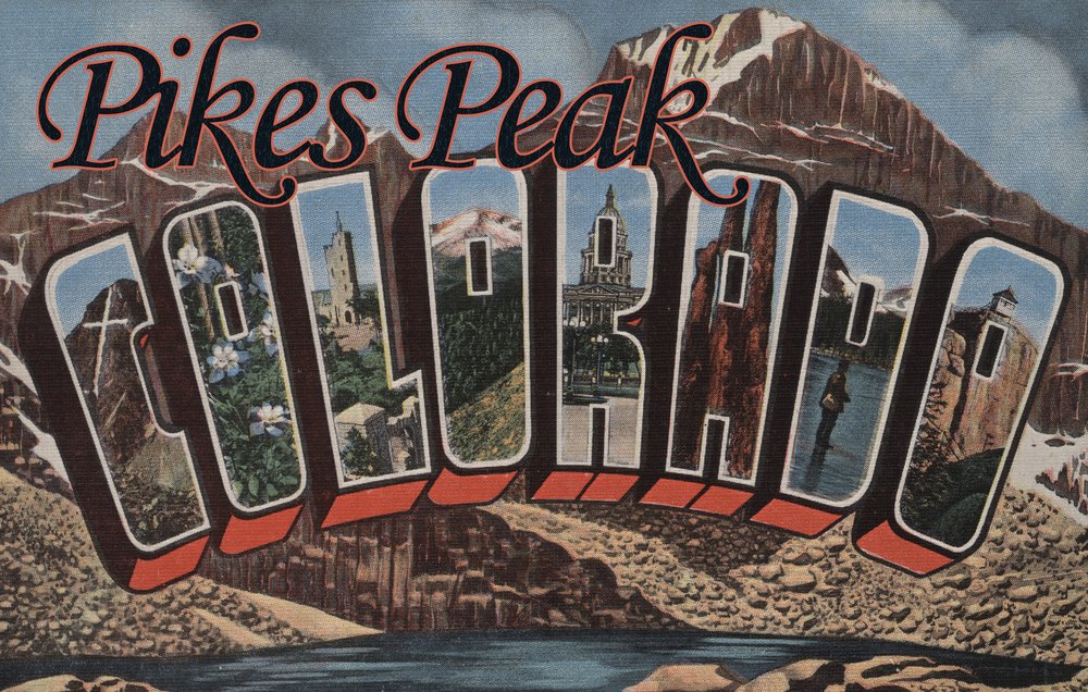 Pikes Peak Colorado Large Letter Scenes 8153 - 24x36 Signed Art Print, Wall Decor Poster for Living Room, Office & Home Decoration | Mountain Landscape Artwork