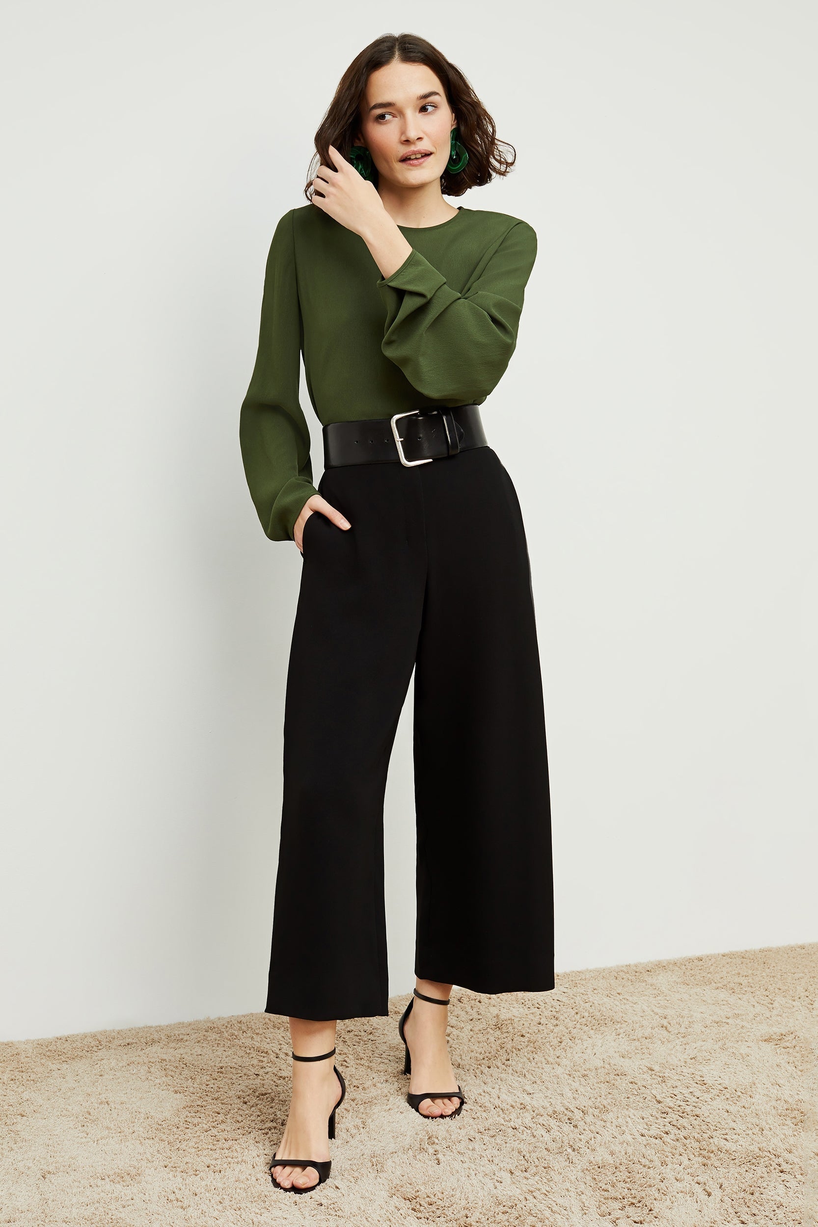 Eco-Friendly Soft Wave Culottes for Women - Comfortable & Stylish Black High Waist Palazzo Pants - Perfect for Casual Wear, Office & Travel