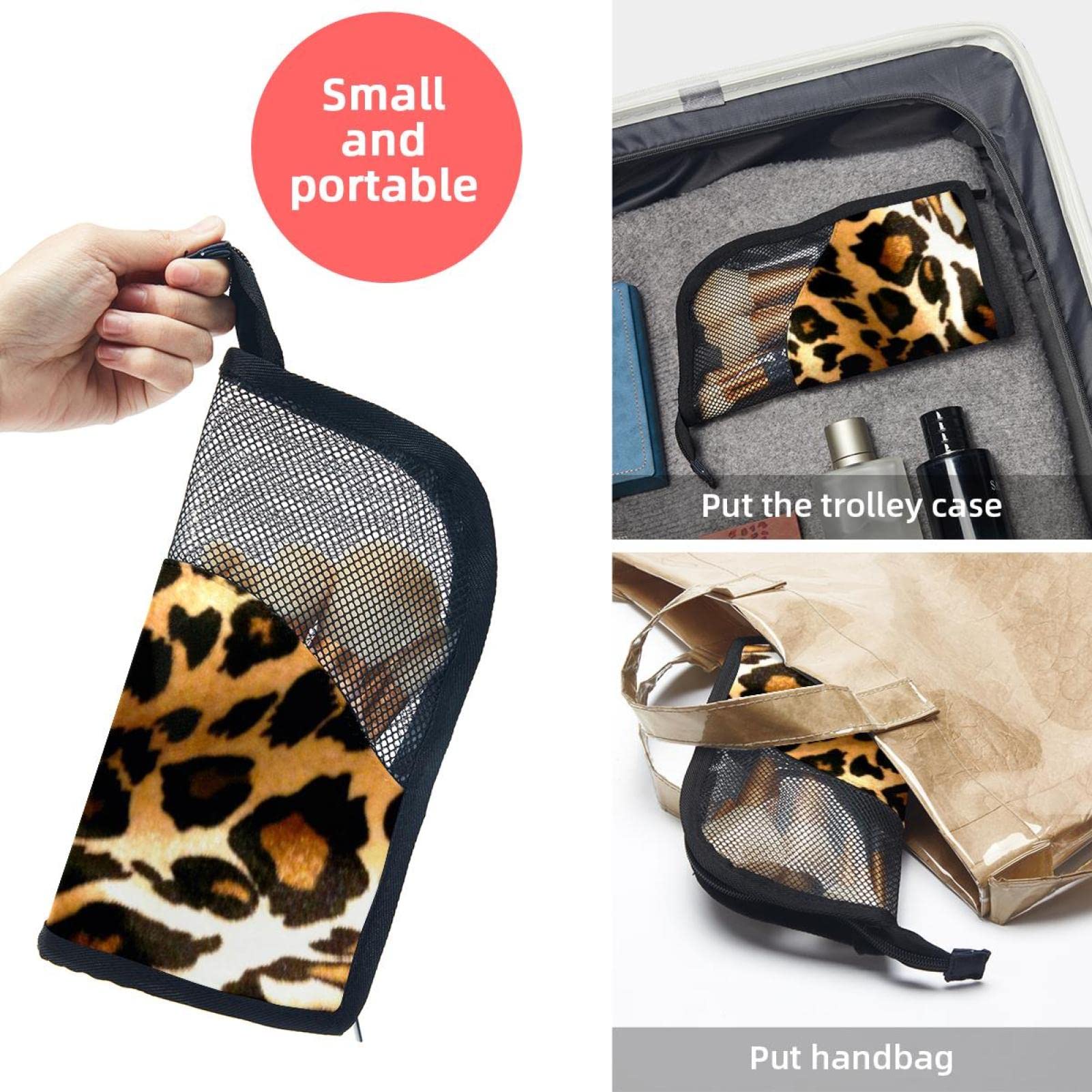 Premium 12-Piece Makeup Brush Organizer Bag with Leopard Print - Portable Cosmetic Brush Holder Case for Travel & Professional Makeup Artists