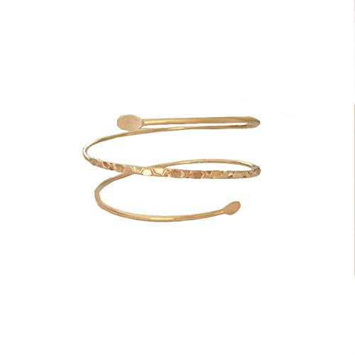 Minimalist Metal Punk Spiral Coil Arm Cuff Bracelet - Adjustable Hammered Wrap Armband Bangle for Women | Gothic Jewelry for Concerts, Festivals & Edgy Fashion