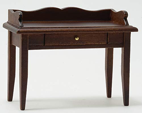 Handley Dollhouse Miniature Walnut Desk - Classic Wooden Writing Table for Dollhouse Decor, Mini Office Setup & Collectible Display