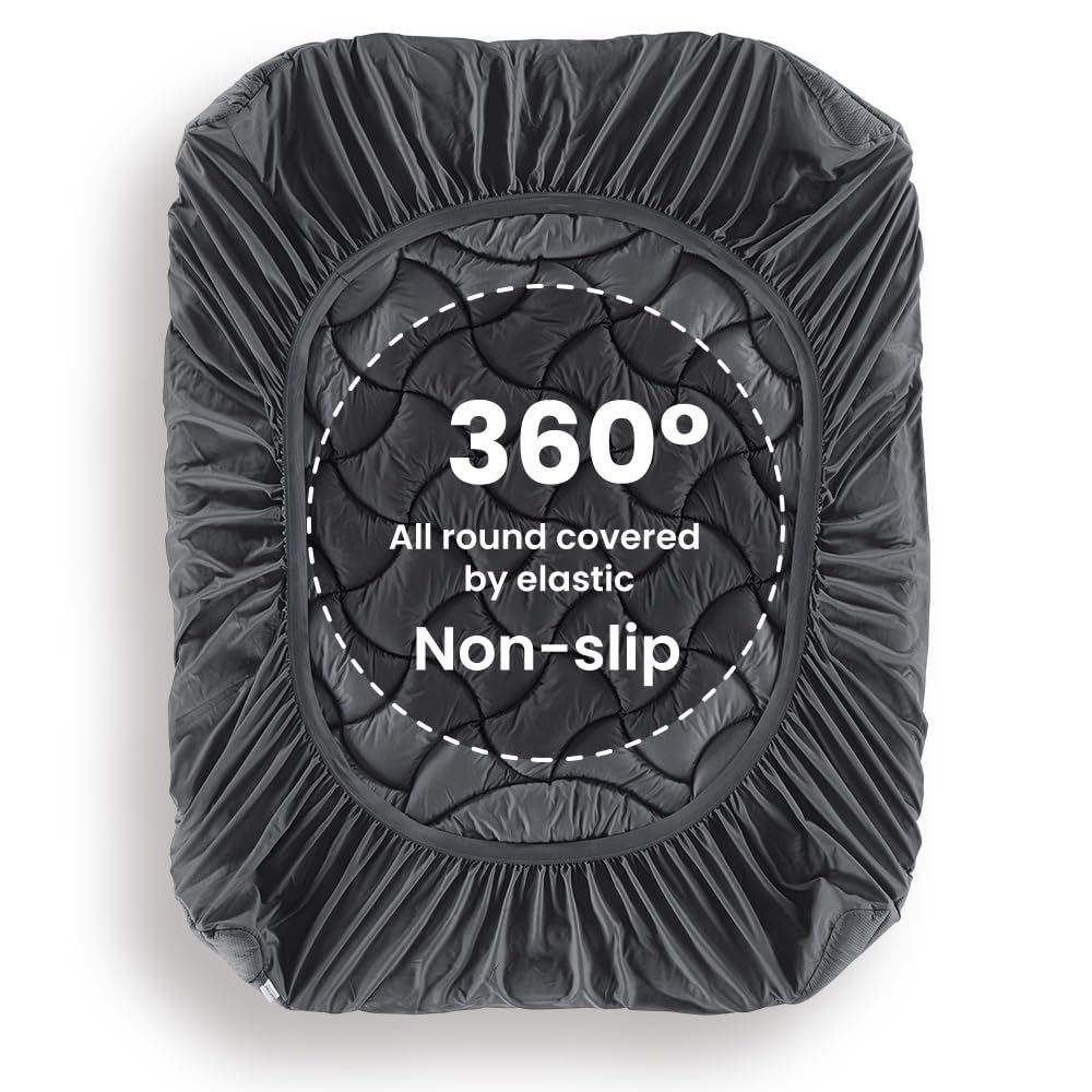 Cooling King Mattress Topper for Hot Sleepers - Premium Zoned Support, Breathable & Washable Mattress Protector with Deep Pocket (Grey) - Perfect for Summer Nights & Temperature Regulation