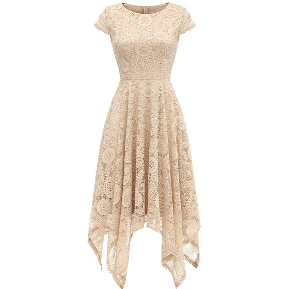 Elegant Women's O-Neck Lace Color Block Patchwork Party Dress - Formal Evening Gown for Special Occasions, Weddings, Cocktail Parties & Date Nights