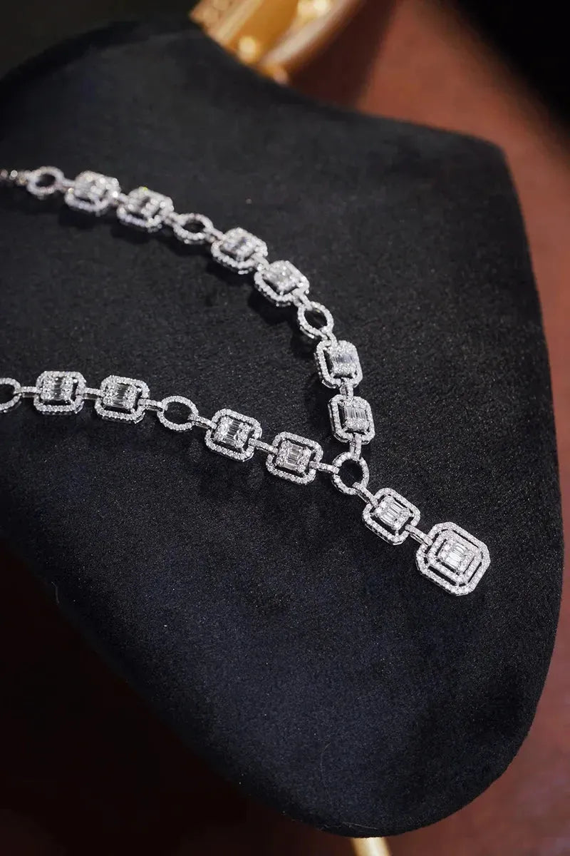 18K White Gold Diamond Necklace for Women - 4.0 Carat Real Natural Diamond Luxury Pendant - Elegant Party & Evening Jewelry for Weddings, Anniversaries, Gifts & Special Occasions