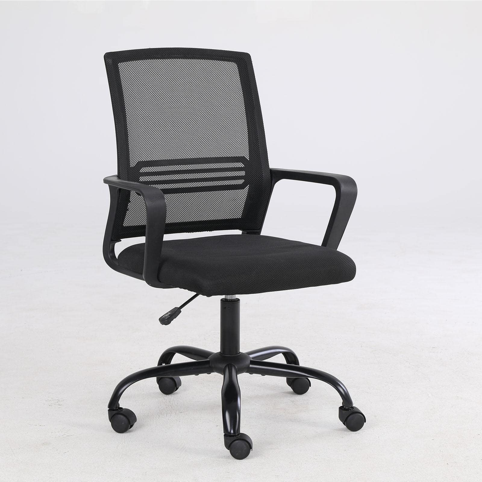 PremierAdapter Ergonomic Mesh Office Chair with Lumbar Support - Adjustable Height & Fixed Armrests - Modern Computer Desk Chair for Home & Office Workspaces (Black) - Perfect for Long Hours of Work, Gaming, and Study Sessions
