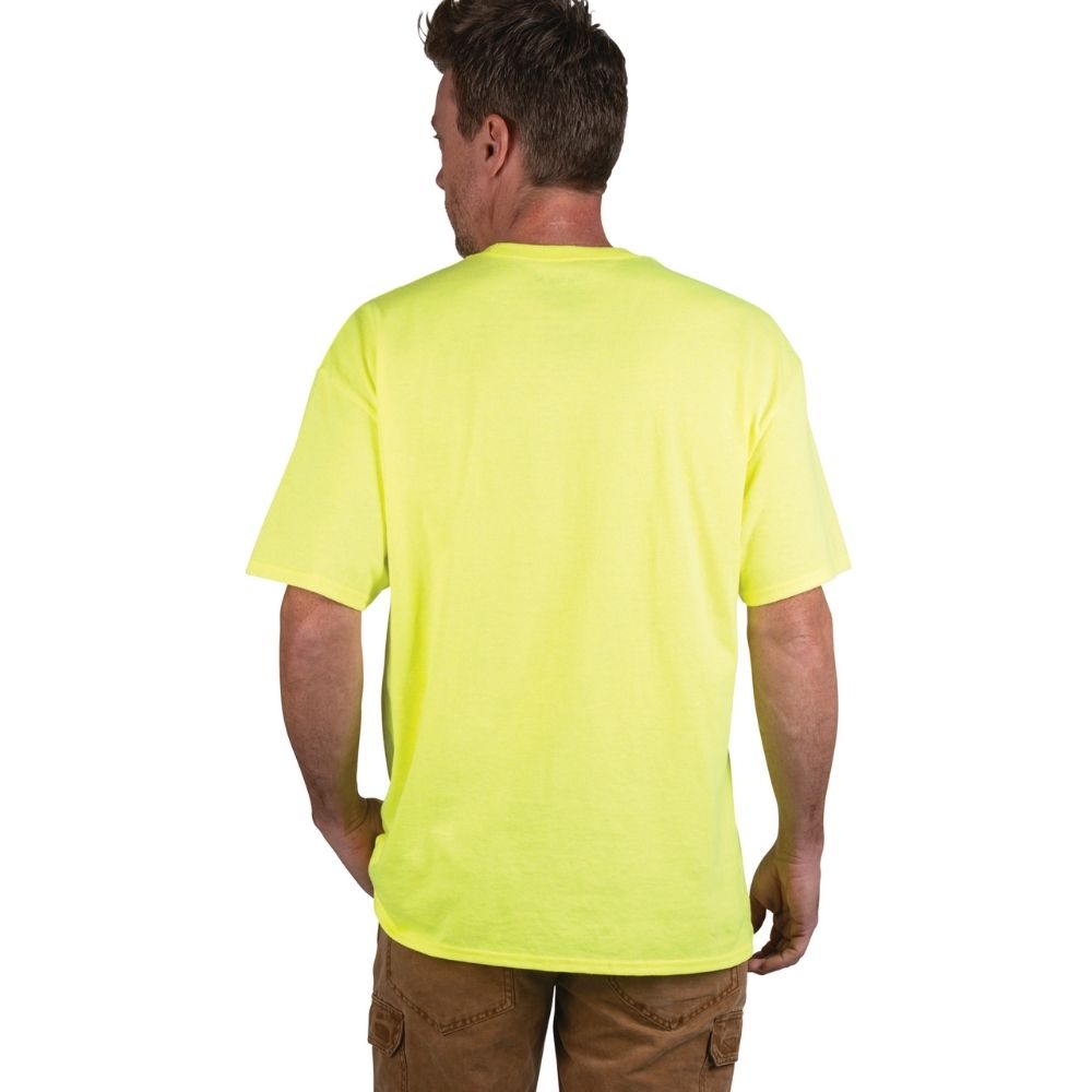 High Visibility Yellow Mesh Safety Work T-Shirt for Men - Breathable Reflective Construction Shirt - Ideal for Road Work, Night Shifts & Outdoor Labor
