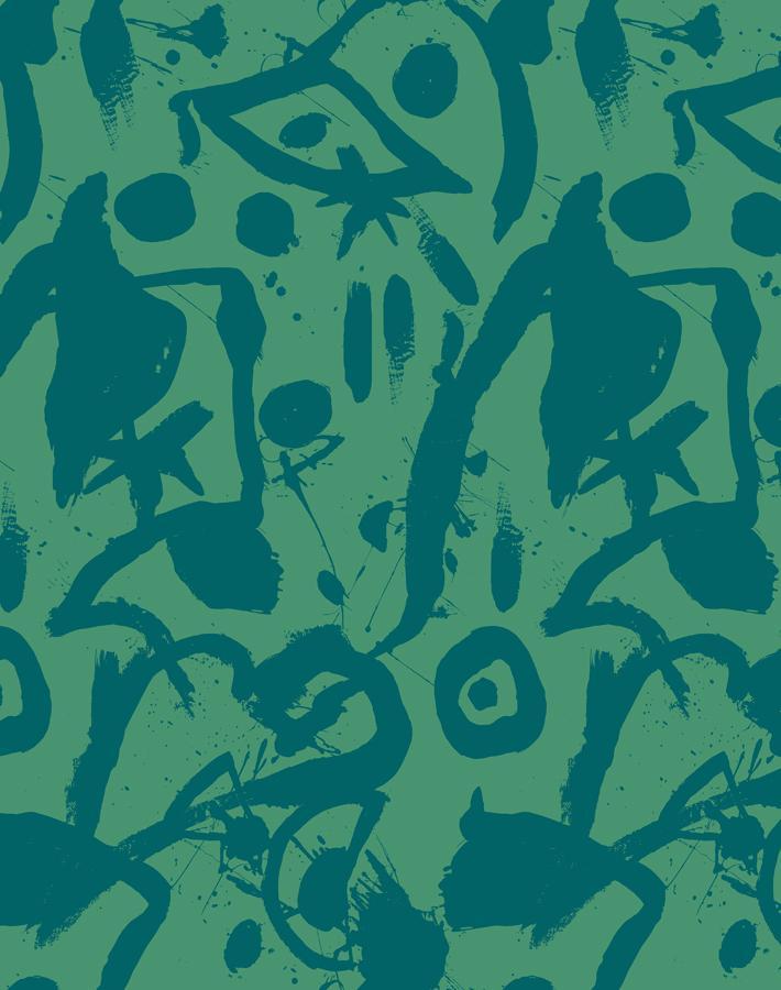 Chris Benz 'El Quijote' Emerald Blue Wallpaper - Premium Peel & Stick Wall Mural for Living Room, Bedroom, and Office Decor