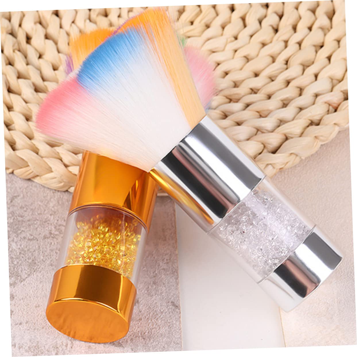 FOMIYES 2-Piece Cosmetic Brush Set - Soft Bristle Nail Dust Brush & Blusher Brush for Professional Makeup & Nail Art Cleaning | Perfect for Salon, Home Beauty & Travel Makeup Kit