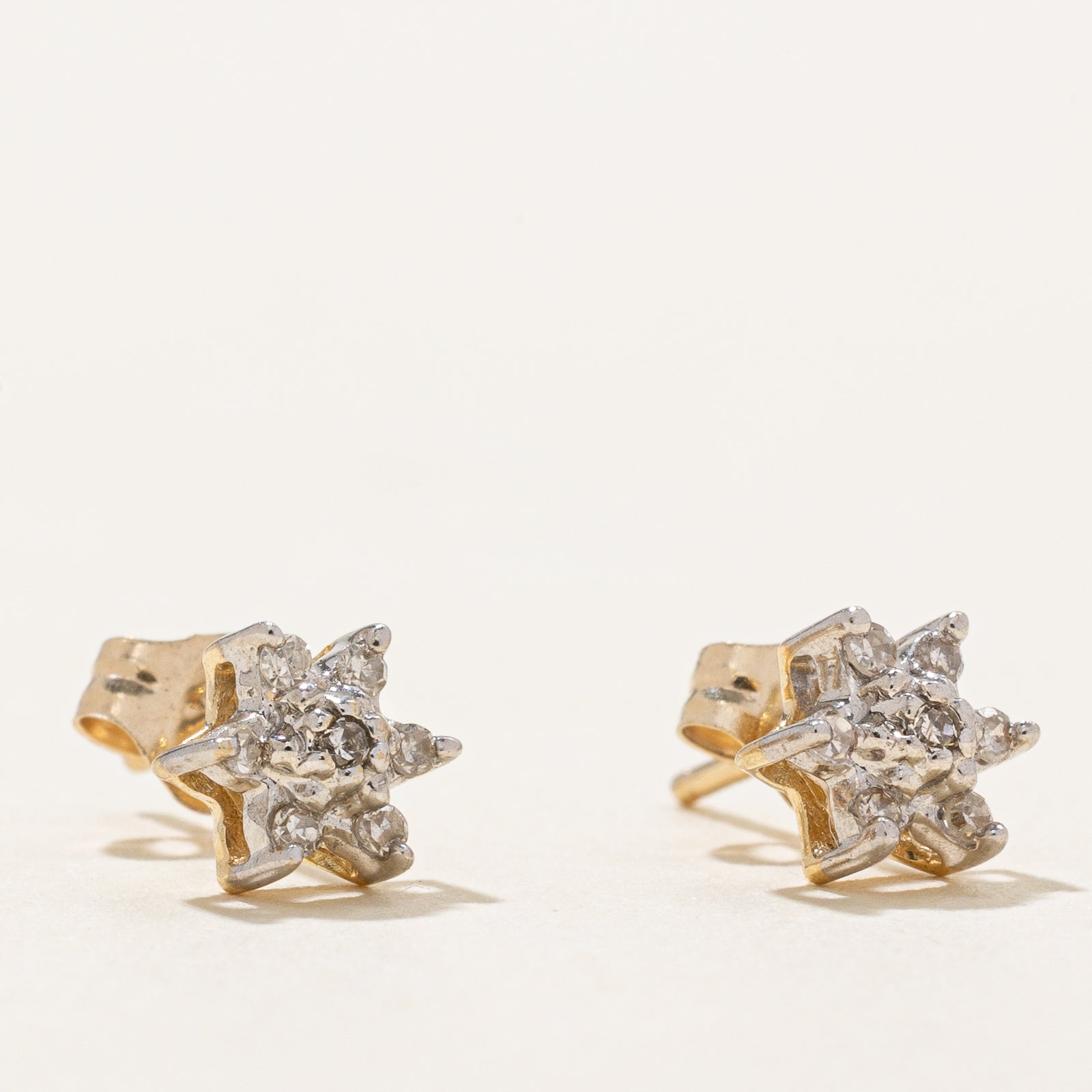 14K Gold Diamond Petal Stud Earrings for Women - 0.10ctw Natural Diamond Earrings | Elegant Gift for Anniversary, Birthday & Special Occasions