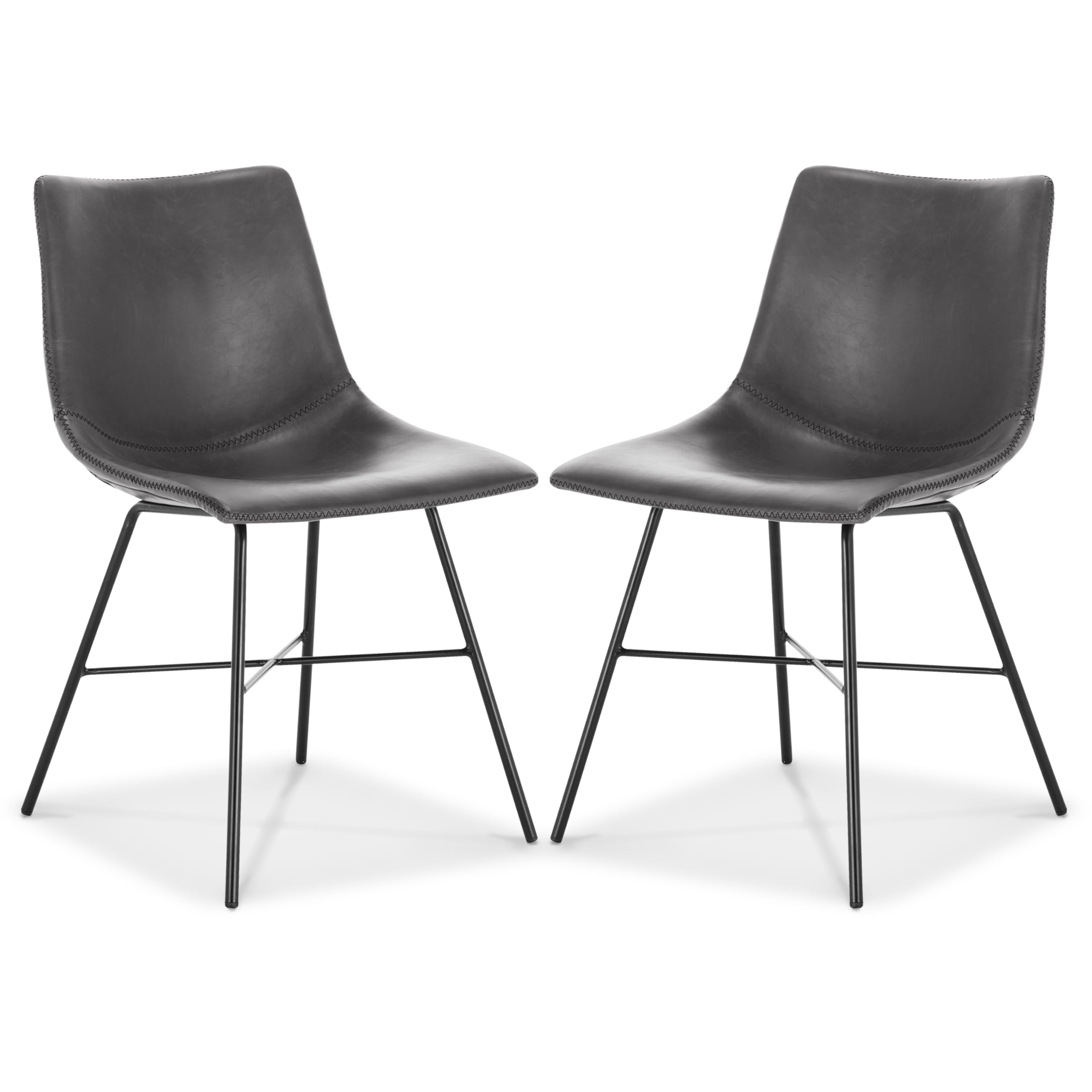 Poly & Bark Paxton Dining Chairs - Set of 2, Modern Grey Upholstered Side Chairs for Kitchen, Dining Room & Home Office