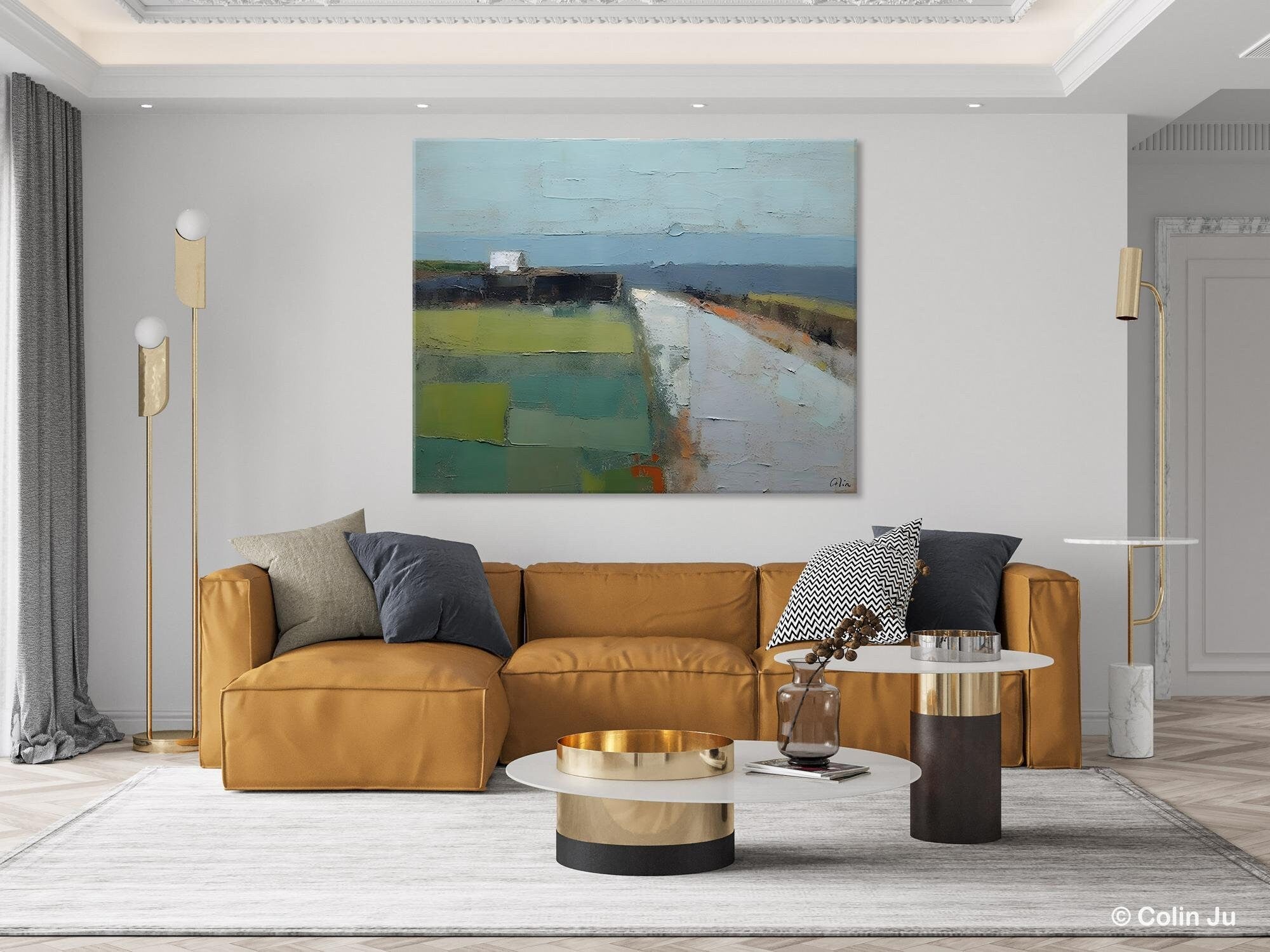 Extra Large Heavy Texture Canvas Art - Abstract Landscape Paintings for Living Room Wall Decor | Original Modern Wall Art for Home & Office Interior Design