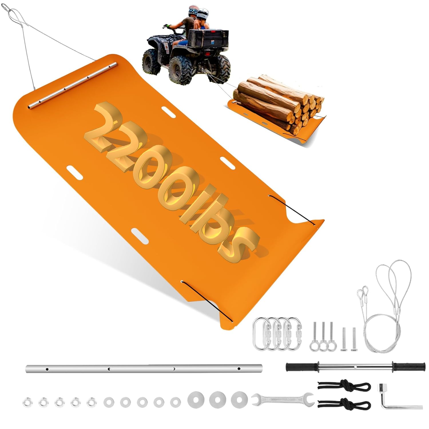 Heavy Duty Yard Drag Sled with Pull Cable & Bar - Professional Grade Yard Mat for Tree Trimming, Leaf Blowing & Home Hauling | Perfect for Transporting Bulky Items, Yard Debris & Landscaping Work