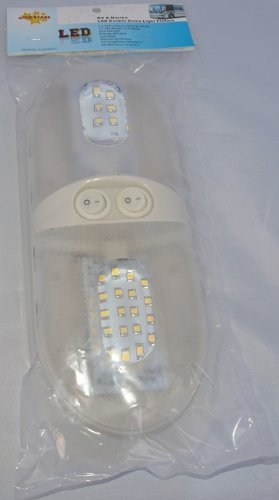 Natural White LED RV Ceiling Double Dome Light Fixture - 12V Double 921 Wedge Bulb (F3528002) for Camper, Motorhome & Travel Trailer Interior Lighting