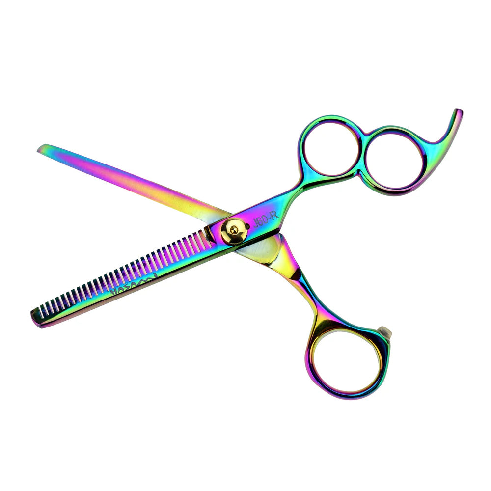Professional 6 Inch Hair Thinning Scissors & Cutting Shears Set - Titanium Finish J60R - Perfect for Salon Stylists, Barbers & Home Haircuts (Thinning, Texturizing, Layering)