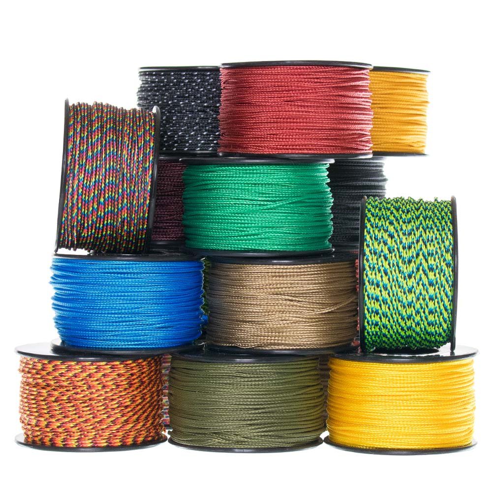 Paracord Planet Micro Cord 1.18mm Diameter 125 Feet Spool - Strong Braided Utility Rope for Survival, Camping, DIY Crafts - Made in USA (Light Stripes)