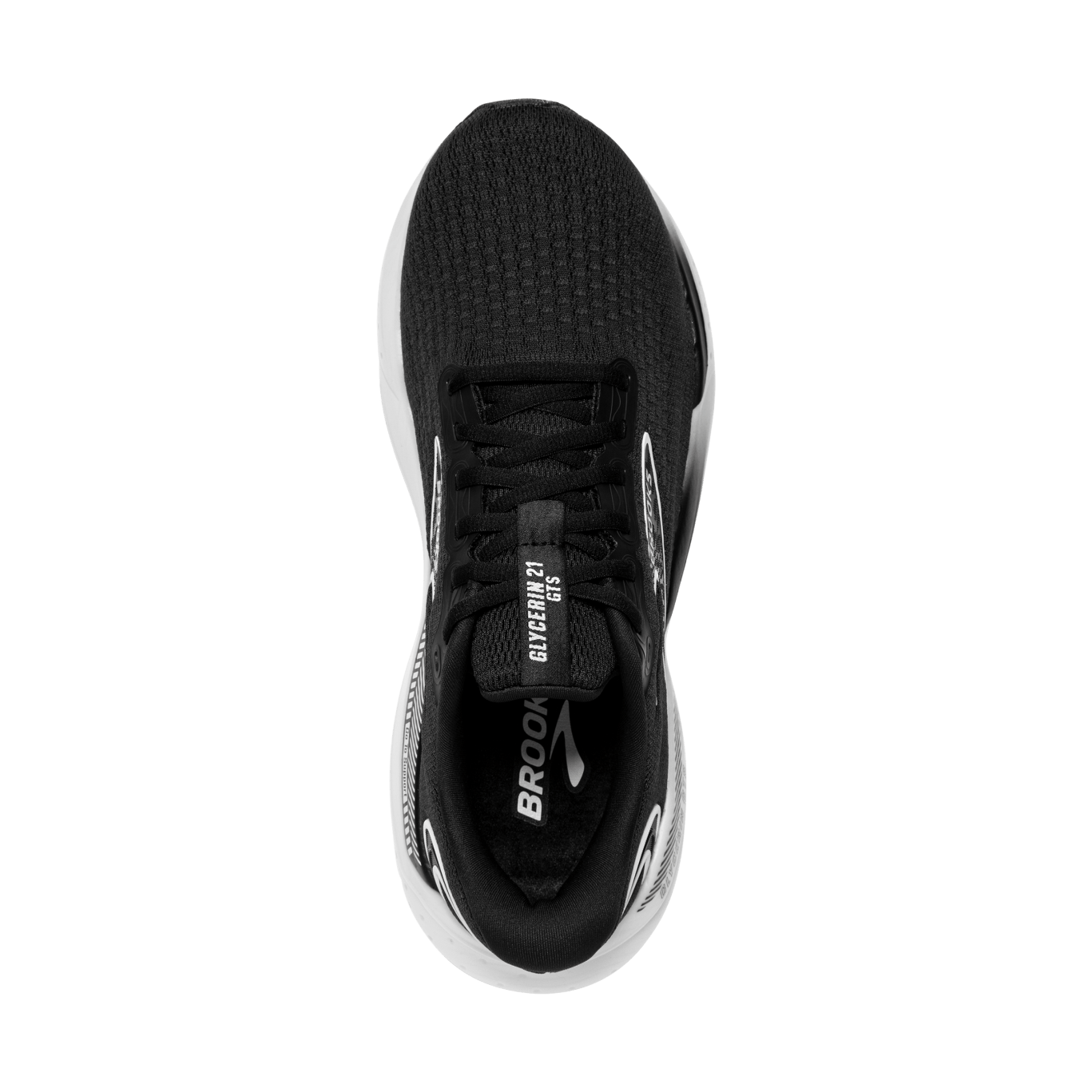 Brooks Glycerin GTS 21 Running Shoes for Men (2E Wide Width) - Black/Grey/White | Cushioned Support for Long Distance Running & Daily Training