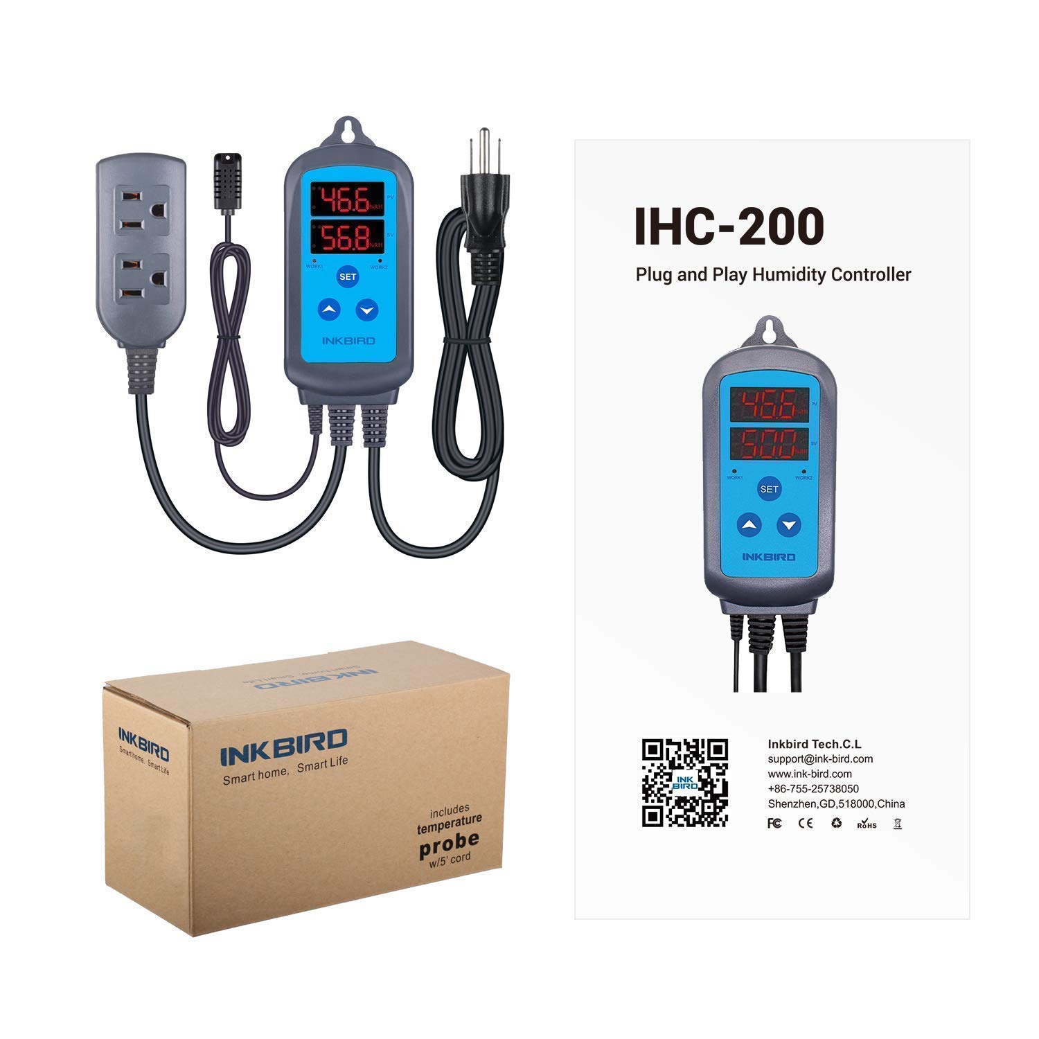 Inkbird ITC-308 Digital Temperature Controller & IHC-200 Humidity Controller Bundle - Perfect for Home Brewing, Greenhouse, and Reptile Terrarium Climate Control