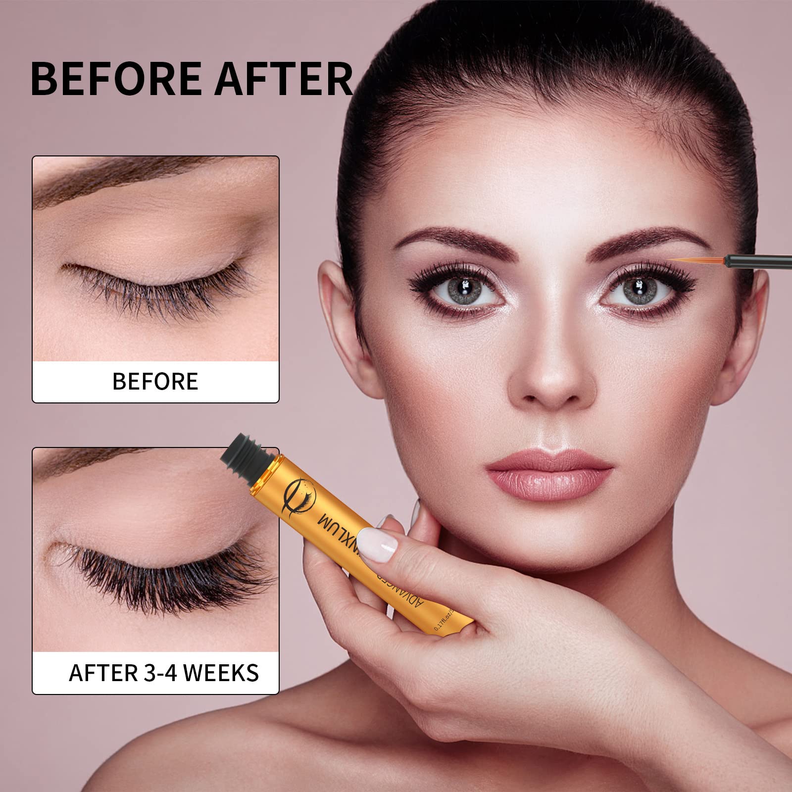 Premium Eyelash Growth Serum 5ml - Natural Peptide Lash & Eyebrow Enhancer for Fuller, Longer, Thicker Lashes - Gentle & Irritation-Free Formula - Perfect for Daily Use & Special Occasions