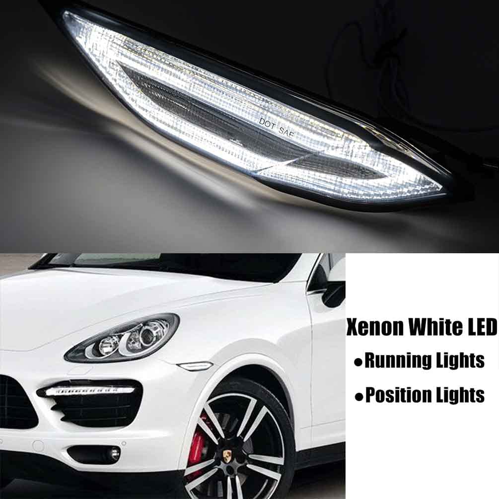Smoked Lens LED Side Marker Lamp for 2011-2014 Porsche 958 Cayenne - Amber Turn Signal & Xenon White Running Light - Perfect for Night Driving and Enhanced Vehicle Visibility
