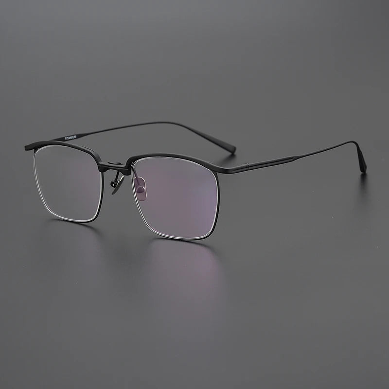 Stylish Black Titanium Square Frame Eyeglasses for Men - Lightweight & Durable Full Rim Glasses (Model 63145) - Perfect for Work, Reading & Everyday Wear