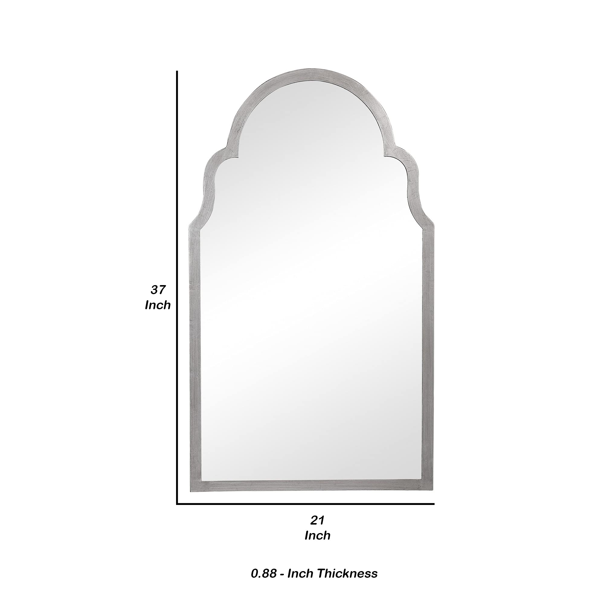 Benjara Sleek Elongated Quatrefoil Frame Mirror - Silver | Modern Wall Mirror for Living Room, Bedroom & Entryway Decor