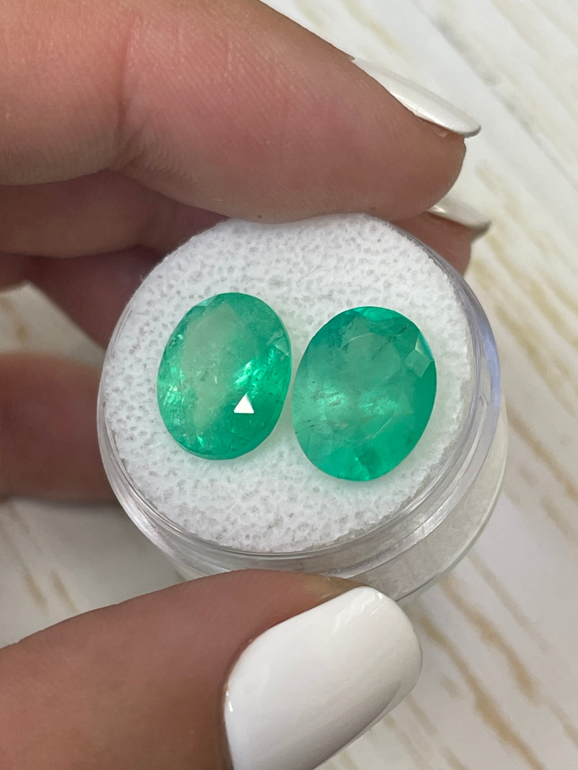 13x10 Oval Cut Colombian Loose Emeralds - 9.81tcw Matching Pair for Jewelry Making, Engagement Rings & Luxury Gifts