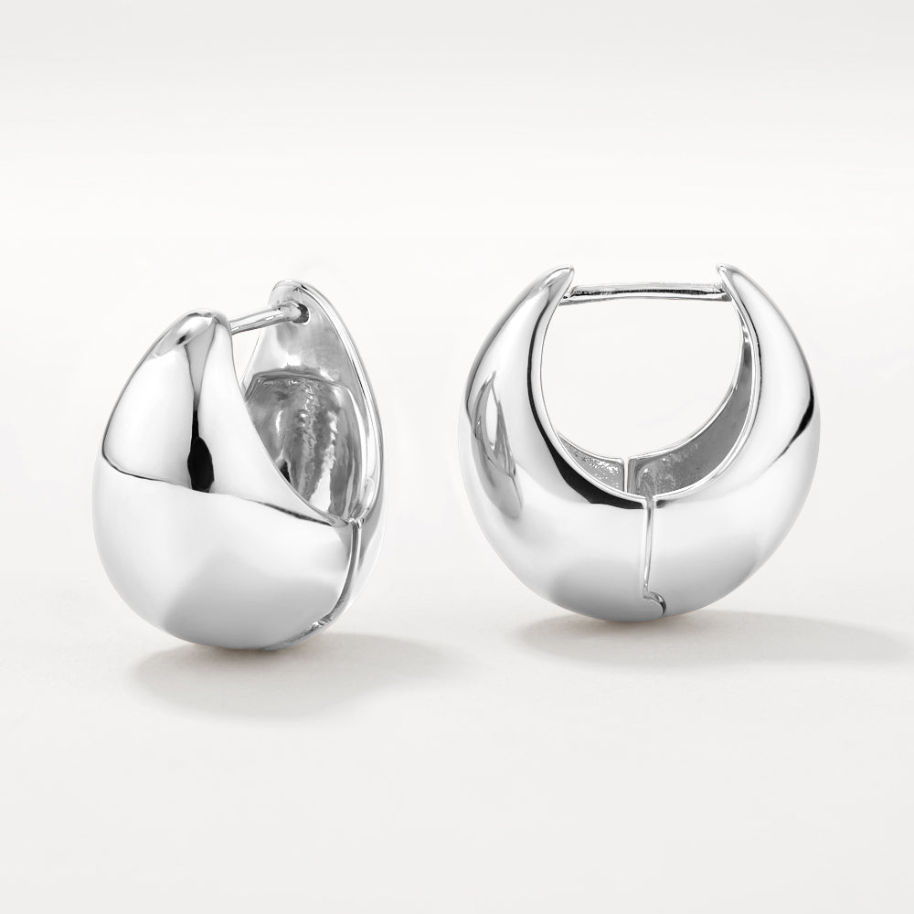 Silver Curve Dome Huggies Earrings - Trendy Hoop Earrings for Women, Perfect for Everyday Wear & Special Occasions