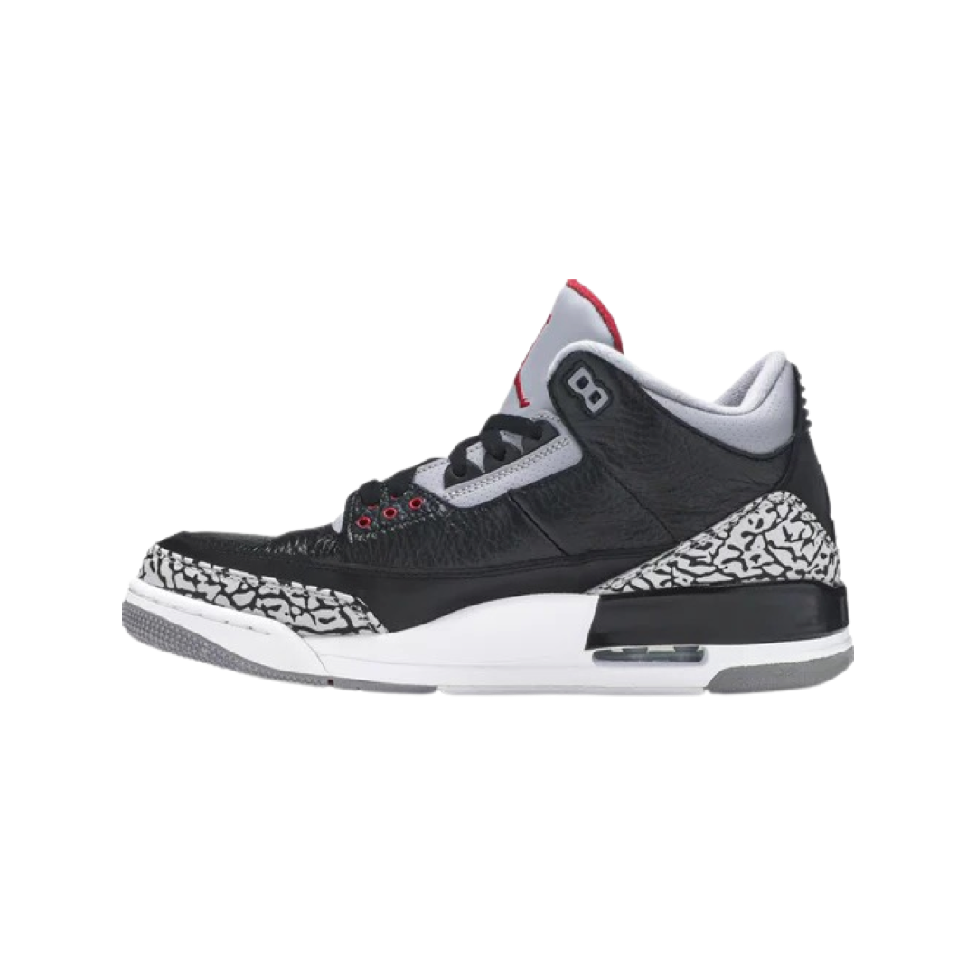Air Jordan 3 Retro Sneakers - Black Cement Grey with Varsity Red Accents (2011 Edition) | Men's Basketball Shoes for Streetwear & Casual Outfits