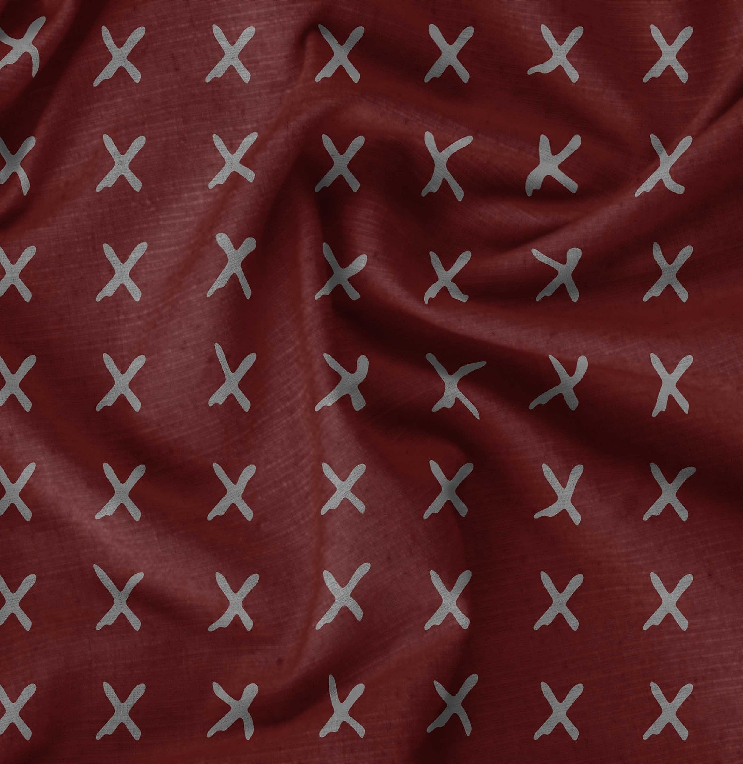 Soimoi Moss Georgette Red Fabric by The Yard - 42 Inch Wide Cross Geometric Printed Textile for Dresses, Scarves, Curtains & Home Decor | Fashion & DIY Crafting Material